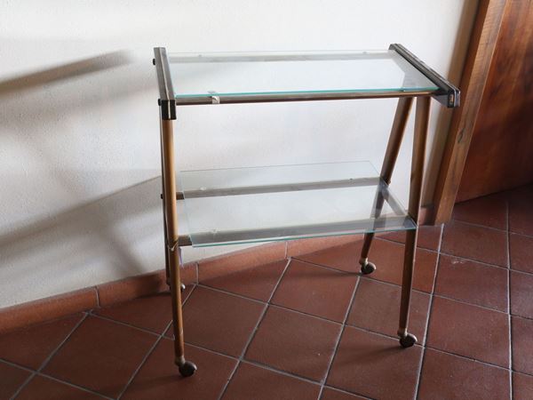 Wood and Glass TV Table  (1950)  - Auction House sale: Art and Design  in "Horto Antico" villa - II - II - Maison Bibelot - Casa d'Aste Firenze - Milano