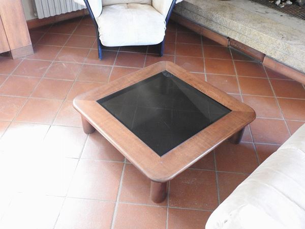 A Couple of Walnut Small Tables  (1970s)  - Auction House sale: Art and Design  in "Horto Antico" villa - II - II - Maison Bibelot - Casa d'Aste Firenze - Milano