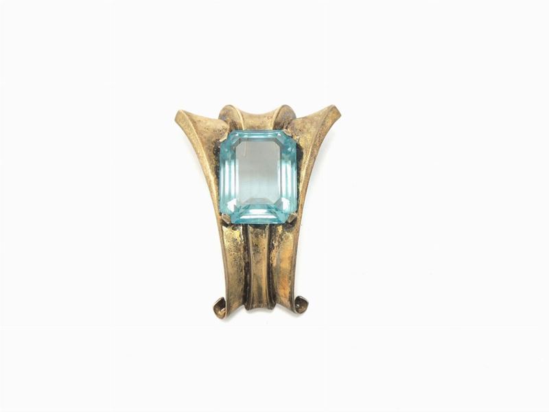 Spilla in Sterling Dorato e Cristallo, Trifari