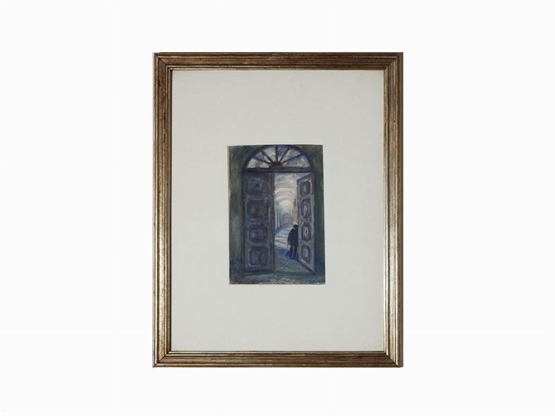 Eso Peluzzi - Veduta D'interno con Figura