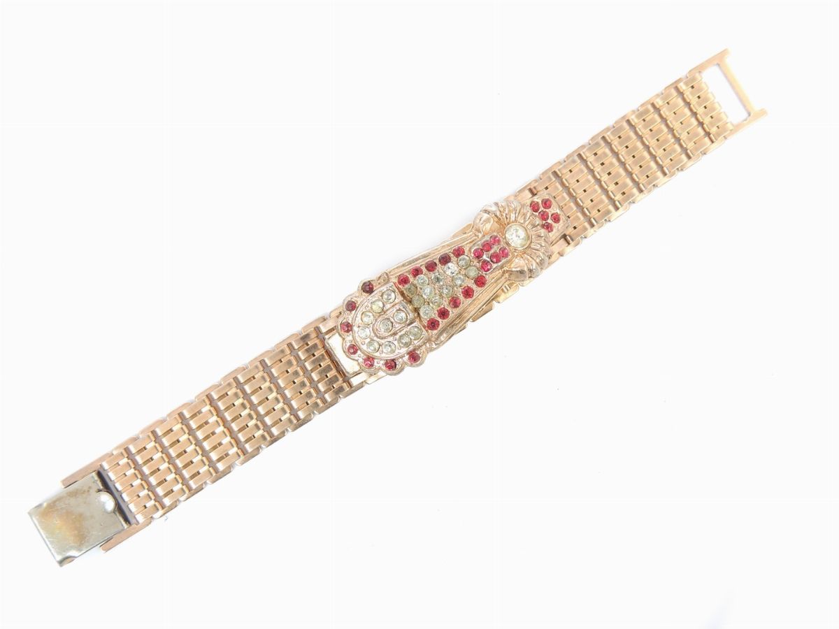 Bracciale in Metallo Rosa e Strass, Clarion