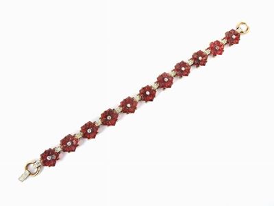 Bracciale in Vetro, Strass e Metallo Dorato, Trifari