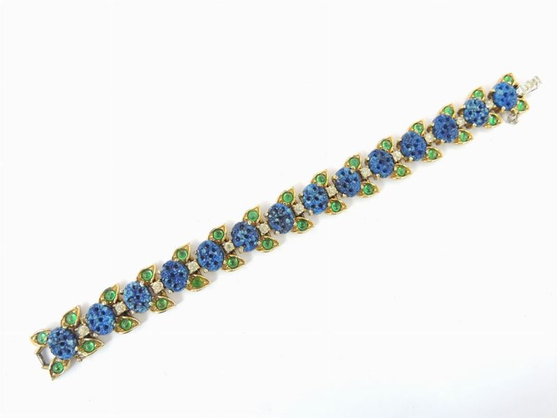 Bracciale in Resina, Strass e Metallo Dorato