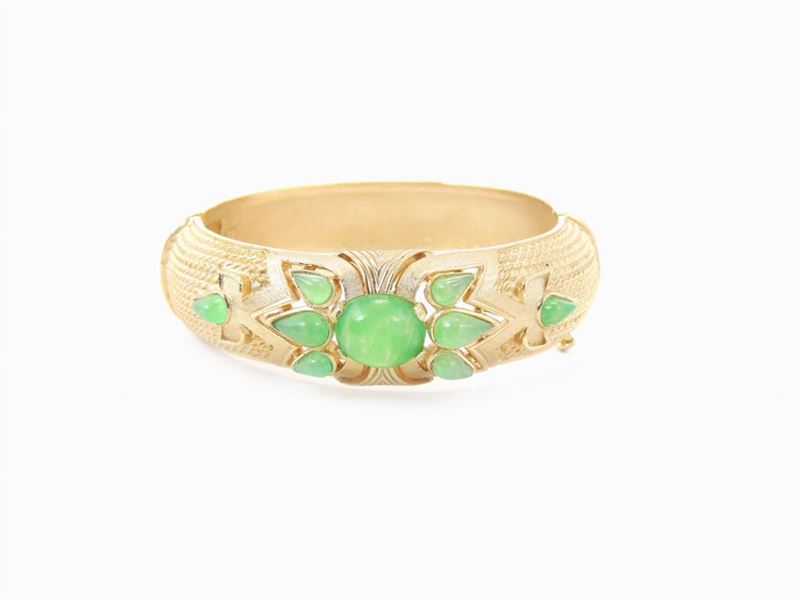 Bracciale Rigido in Metallo Dorato e Resina, Trifari