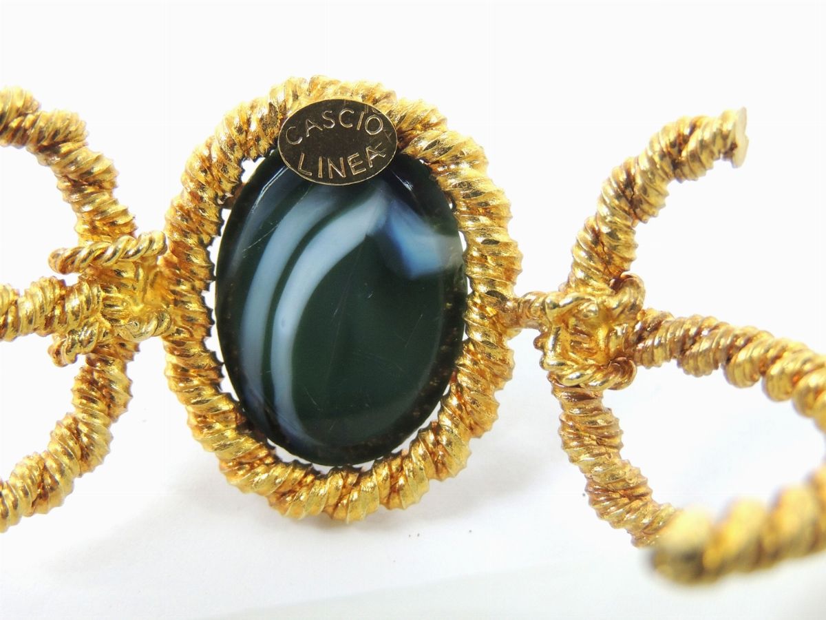 Bracciale in Metallo Dorato e Vetro, Bijoux Cascio