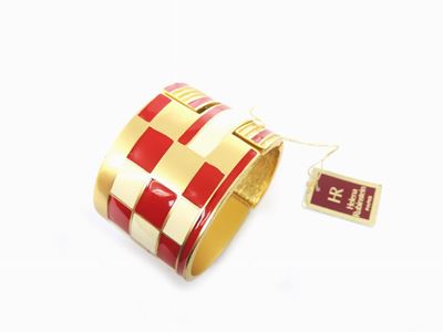 Bracciale Manchette in Metallo Dorato e Smalto, Helena Rubistein