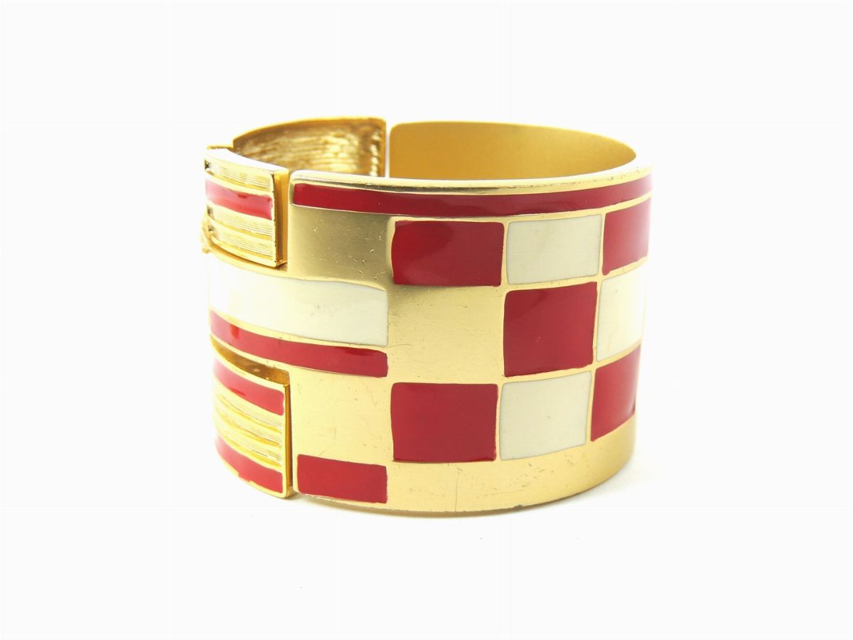 Bracciale Manchette in Metallo Dorato e Smalto, Helena Rubistein