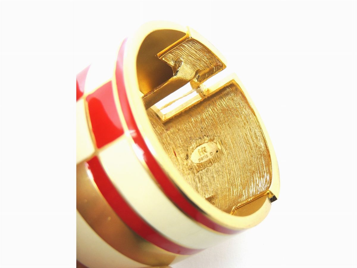 Bracciale Manchette in Metallo Dorato e Smalto, Helena Rubistein