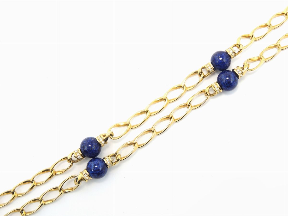 Collana in Metallo Dorato e Vetro, Christian Dior