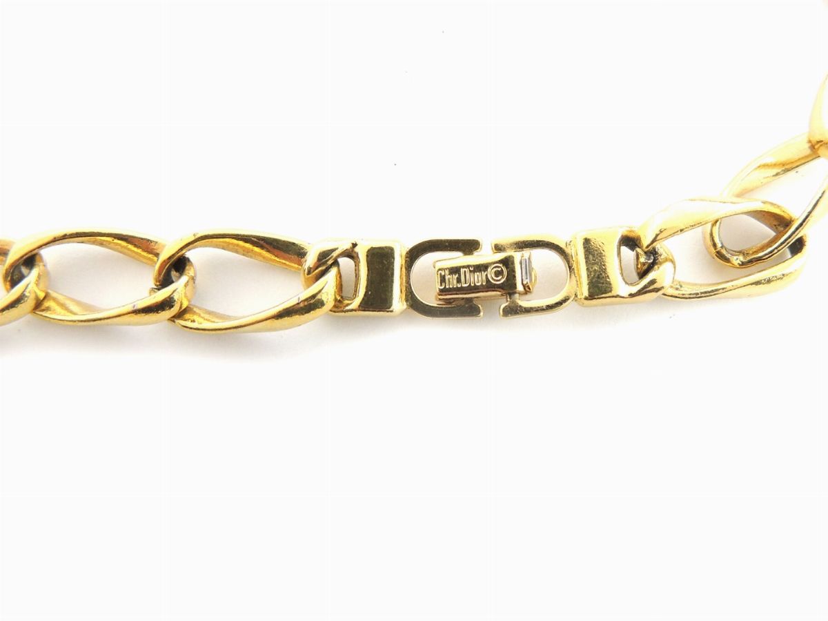 Collana in Metallo Dorato e Vetro, Christian Dior