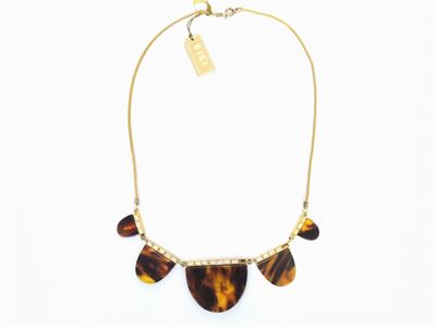 Collana in Metallo Dorato, Resina e Vetro, Biki