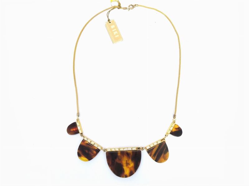 Collana in Metallo Dorato, Resina e Vetro, Biki