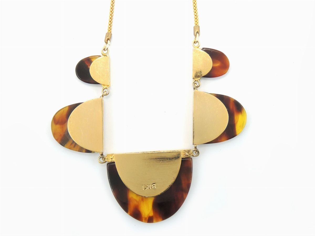 Collana in Metallo Dorato, Resina e Vetro, Biki
