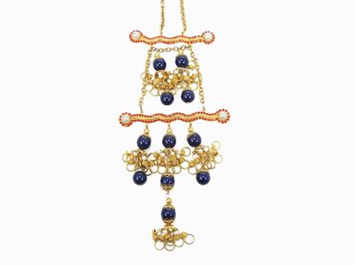 Collana in Metallo Dorato, Strass e Vetro, De Lillo