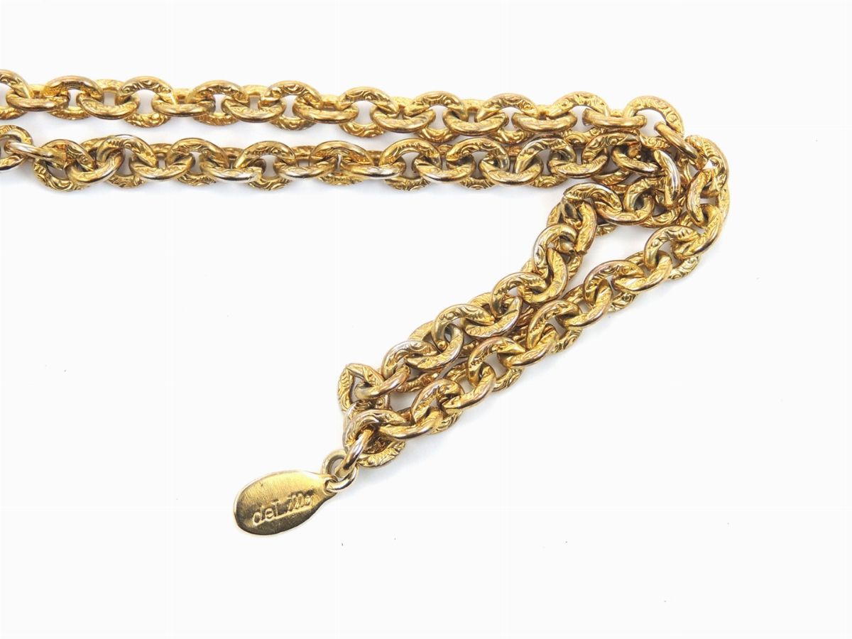 Collana in Metallo Dorato, Strass e Vetro, De Lillo