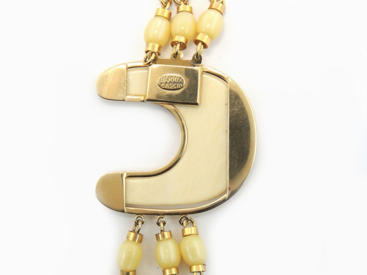 Collana in Metallo Dorato e Resina, Bijoux Cascio