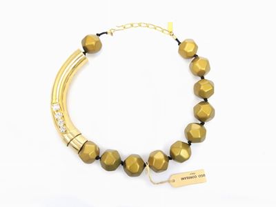 Collana in Resina, Metallo Dorato e Strass, Ugo Correani