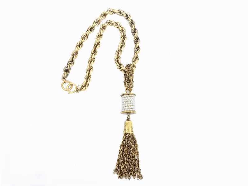 Collana in Metallo Dorato e Perle Simulate, Moschino