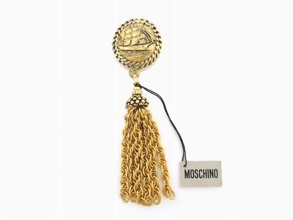 Goldtone metal brooch, Moschino