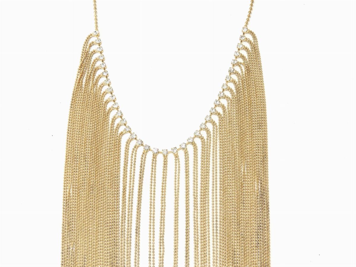 Collana in Metallo Dorato e Strass