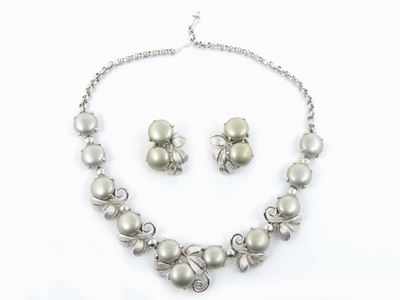 Parure in Metallo Argentato e Vetro, Elsa Schiaparelli