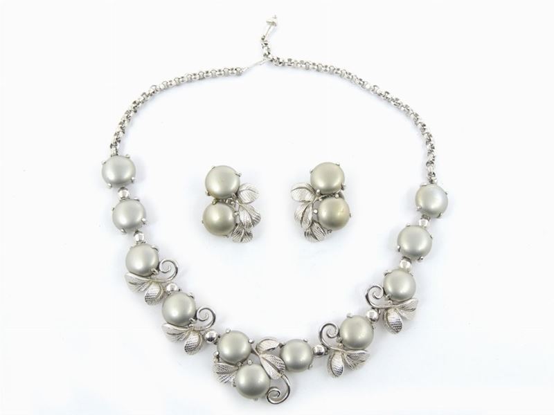 Parure in Metallo Argentato e Vetro, Elsa Schiaparelli