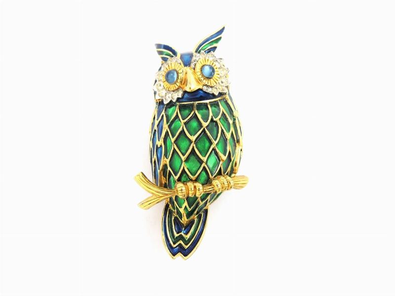 Spilla Animalier in Metallo Dorato e Smalti, Jomaz