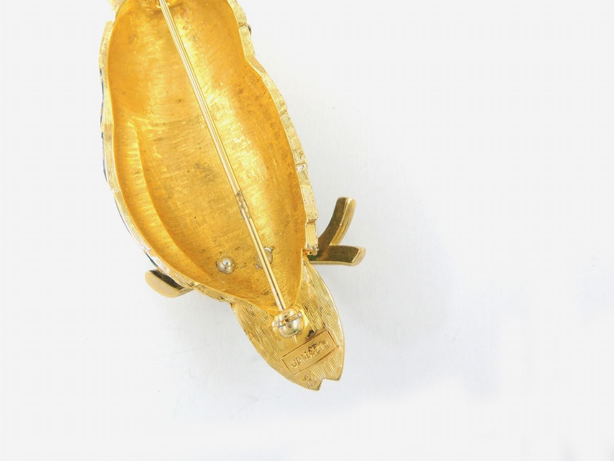 Spilla Animalier in Metallo Dorato e Smalti, Jomaz