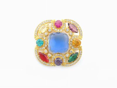 Spilla in Metallo Dorato e Strass, Zini