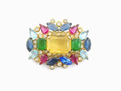 Spilla in Metallo Dorato e Strass, Zini