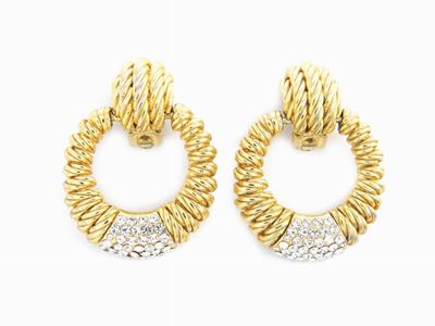 Paio di Orecchini in Metallo Dorato e Strass, Balenciaga