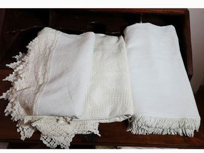 Tre Copriletto in Cotone Bianco Piquet