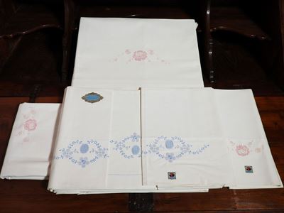 Lotto di Lenzuola Matrimoniali in Lino Bianco