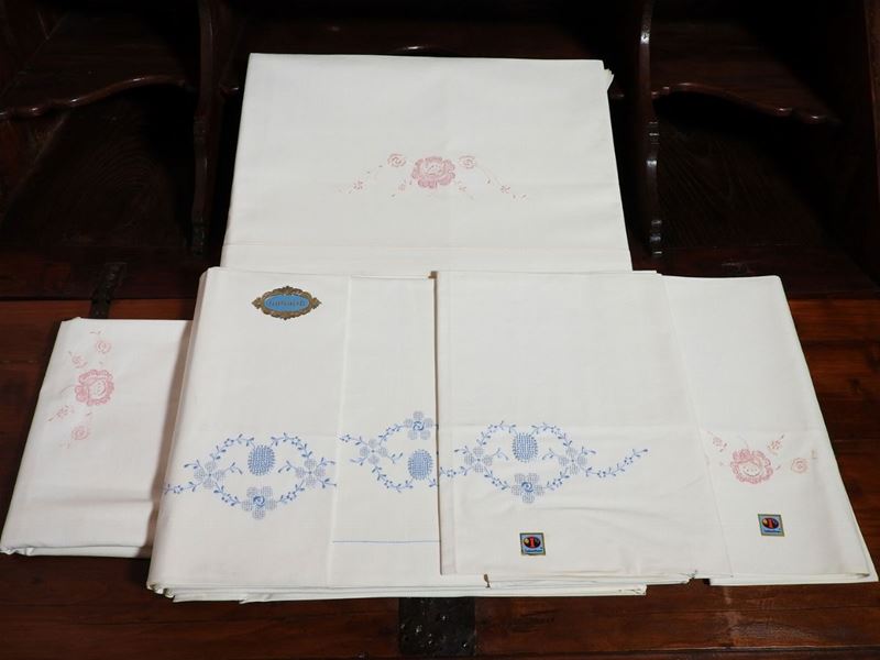 Lotto di Lenzuola Matrimoniali in Lino Bianco