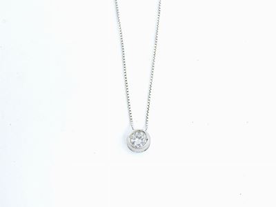 Catenina a Maglia Veneziana e Punto Luce in Oro Bianco con Diamante