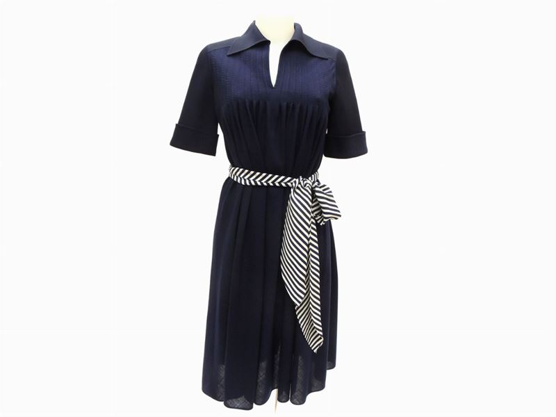 Abito in Crepe di Lana Blu, Mila Schön