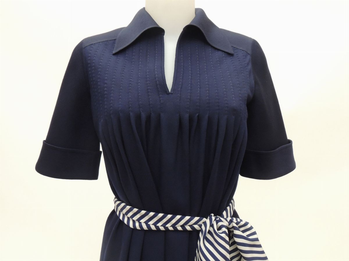 Abito in Crepe di Lana Blu, Mila Schön