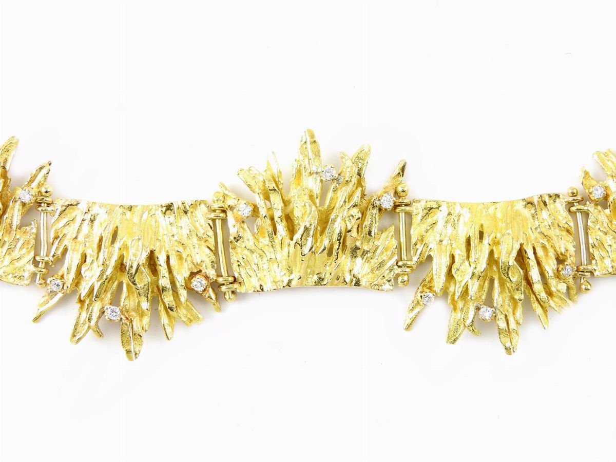 Demi Parure Bracciale e Orecchini in Oro Giallo e Diamanti