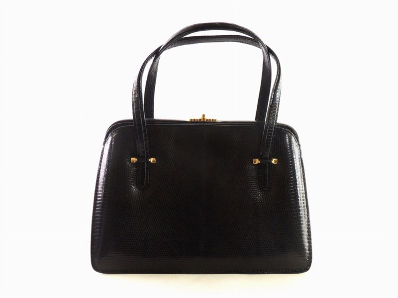Borsa a Mano in Lucertola Nera