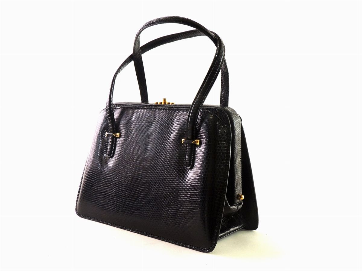Borsa a Mano in Lucertola Nera