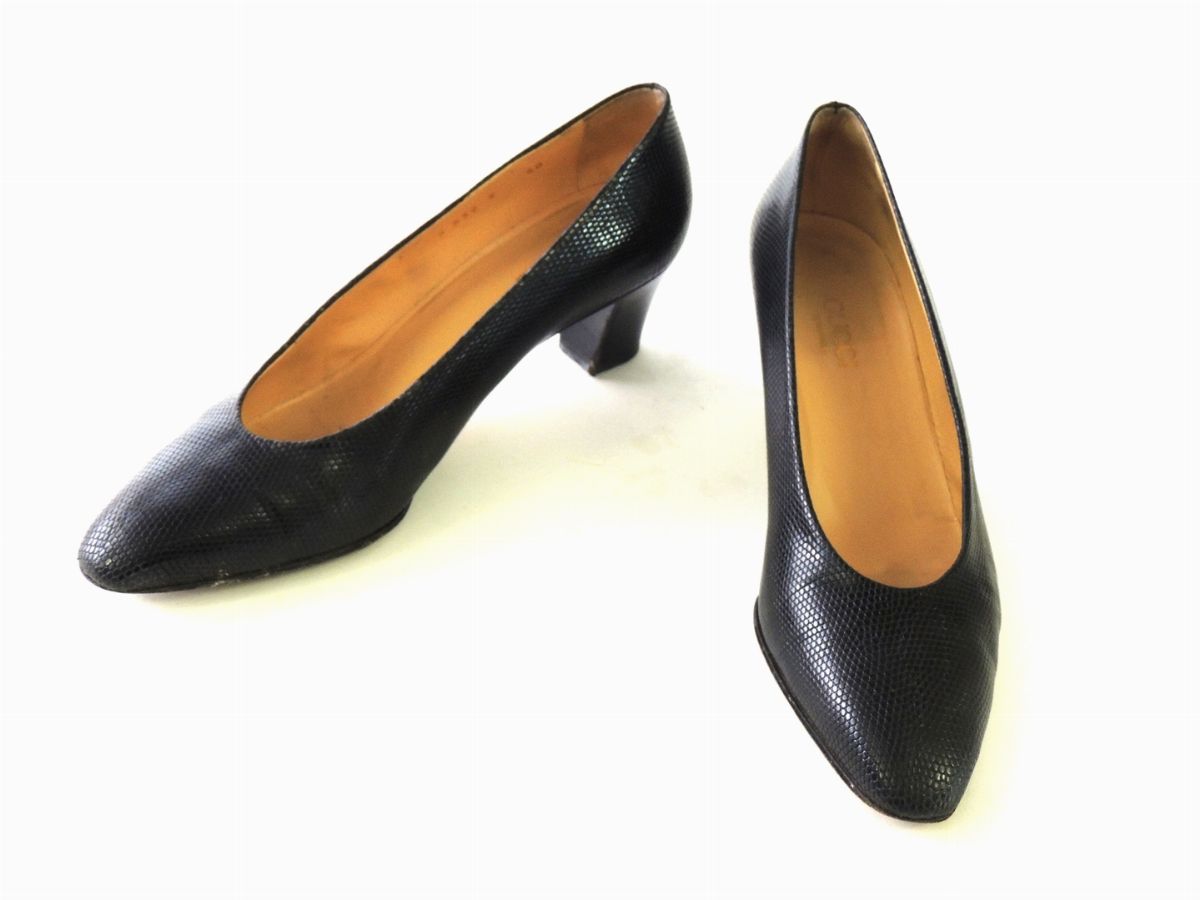Paio di Décolleté in Lucertola Nera, Gucci