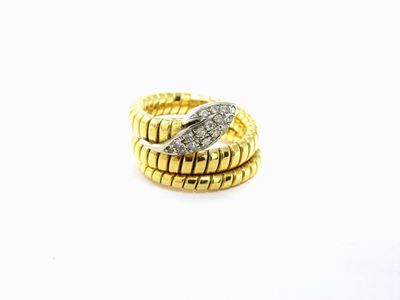 Anello Animalier in Oro Giallo e Bianco con Diamanti