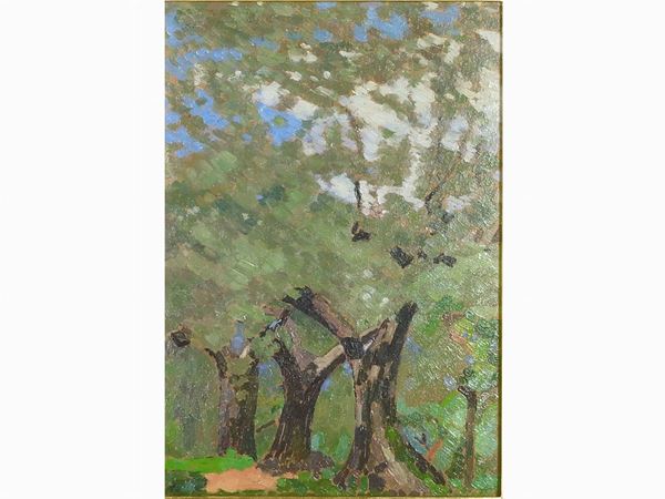 Valentino Ghiglia : Landscape with Trees  ((1903-1960))  - Auction House sale: Art and Design in "Horto Antico" villa - III - III - Maison Bibelot - Casa d'Aste Firenze - Milano