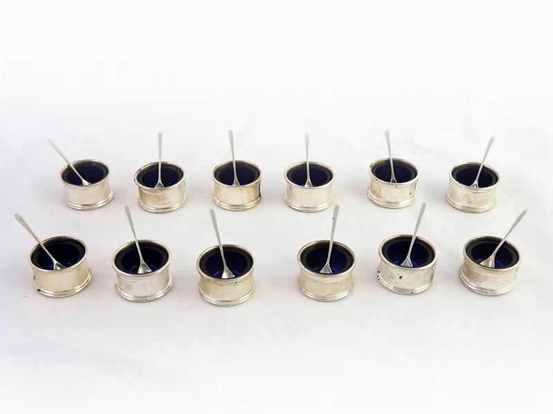 Serie di Salierine in Argento e Vetro Blu