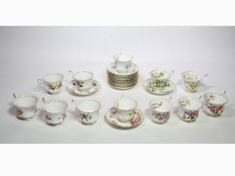 Serie di Tazzine da Tea in Porcellana Policroma