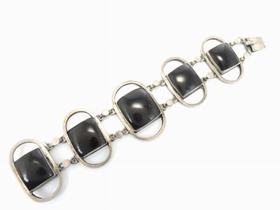 Bracciale in Metallo Argentato e Smalto