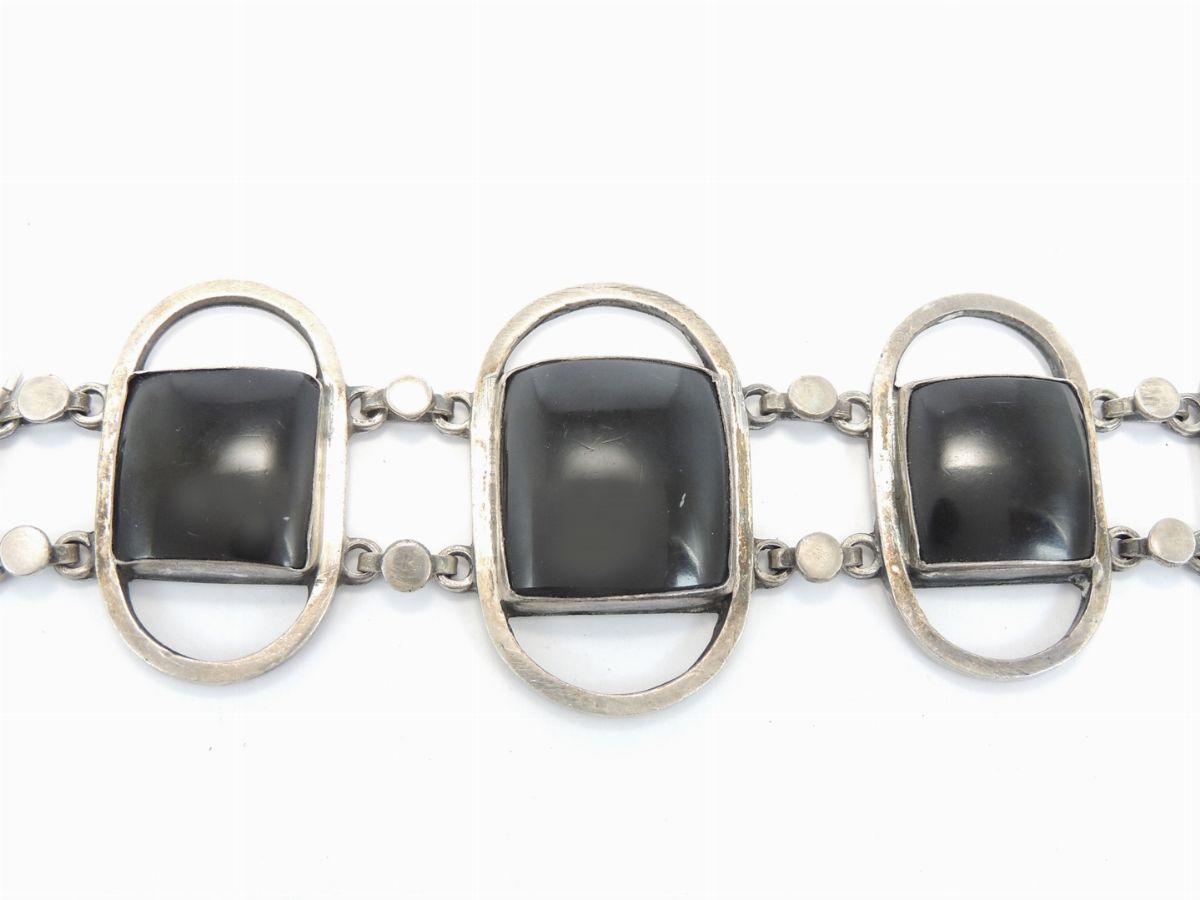 Bracciale in Metallo Argentato e Smalto