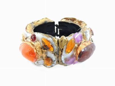 Bracciale Rigido in Metallo, Resina e Vetro