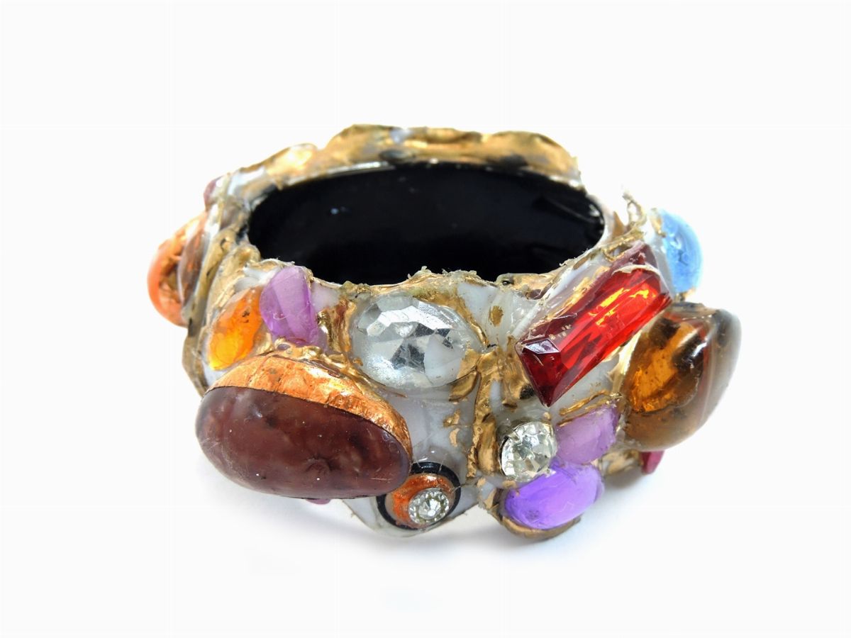 Bracciale Rigido in Metallo, Resina e Vetro