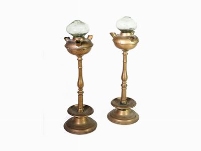 Coppia di Lumi in Bronzo